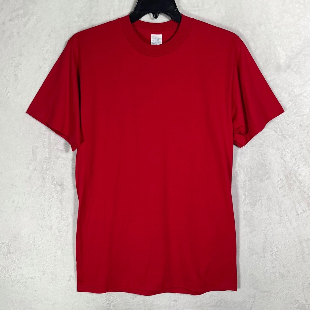 NWT Vintage Jerzees Russell Red Single Stitch Blank T Shirt Size L Combed Cotton